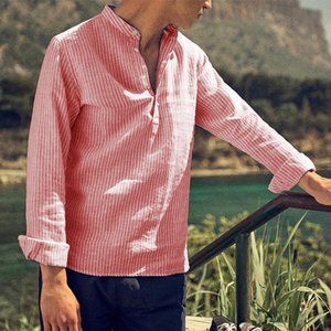 Incerunmen Vertical Striped Long Sleeve Shirt